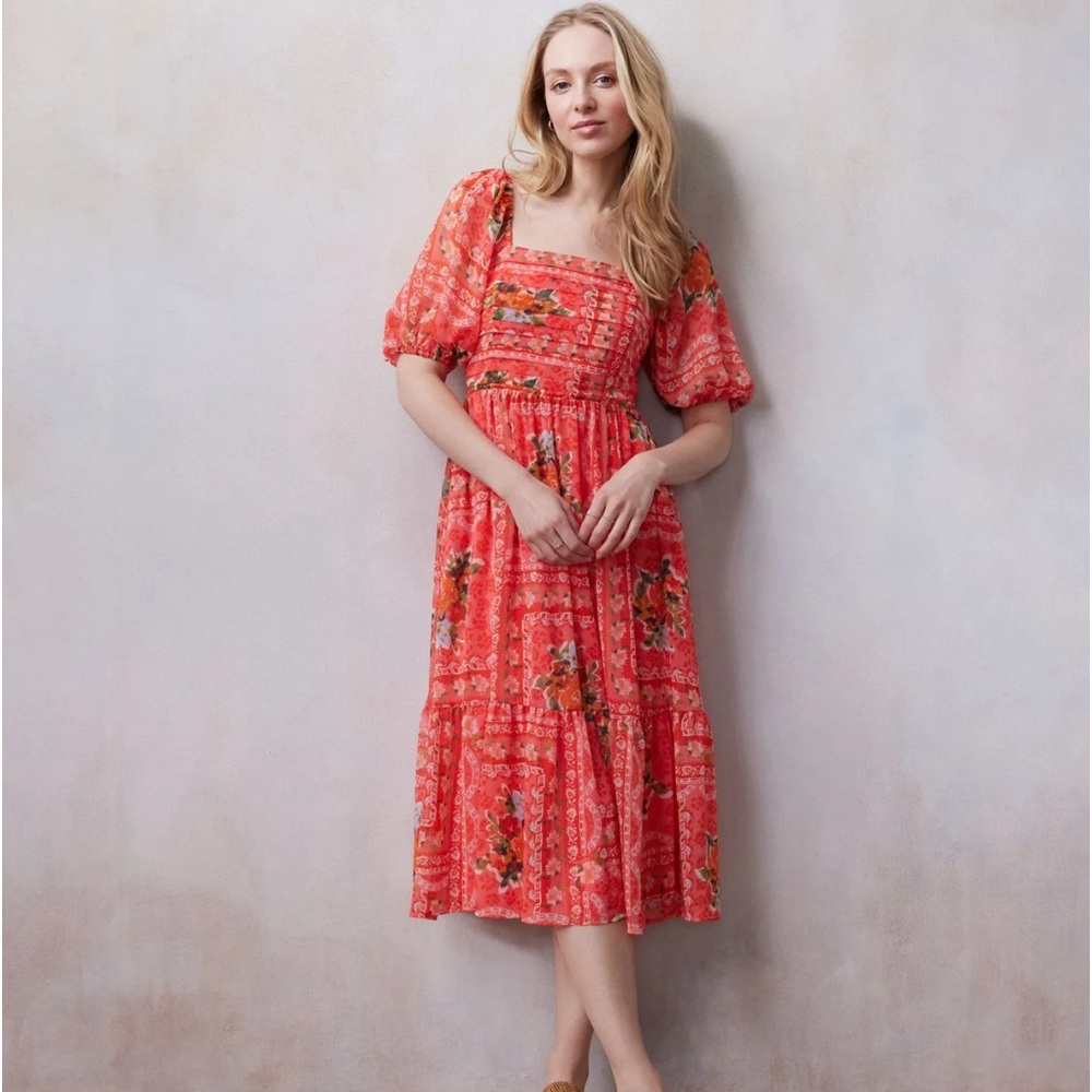 Lauren Conrad Coral Pink Tropical Dress size S